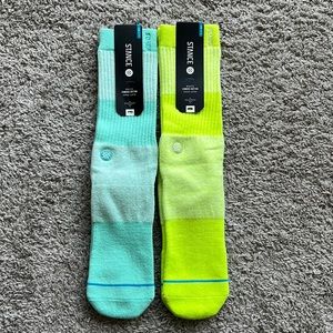 Stance Socks Aqua and Chartreuse size L-XL